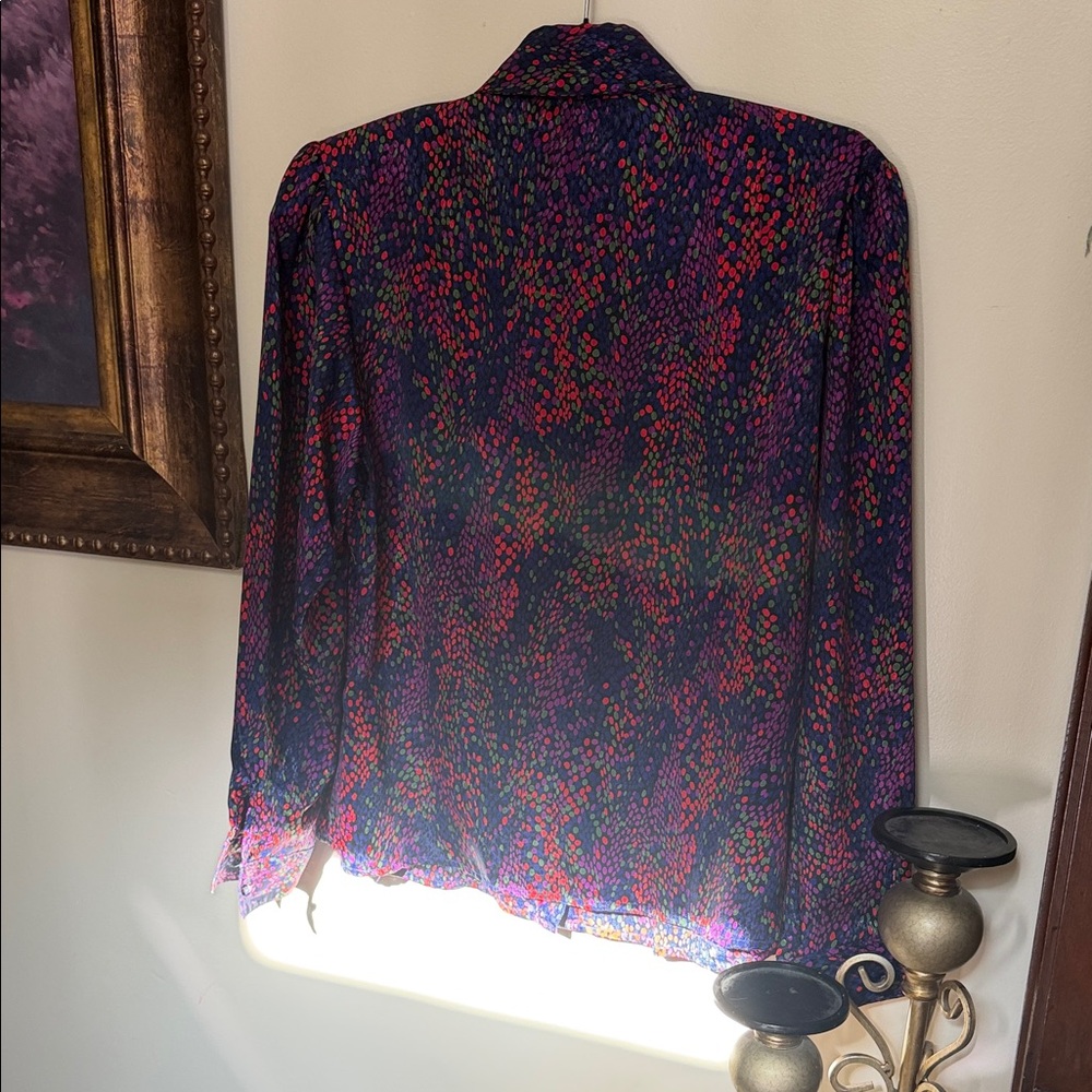 Vintage Notations Vibrant Patterned Button Down S… - image 7